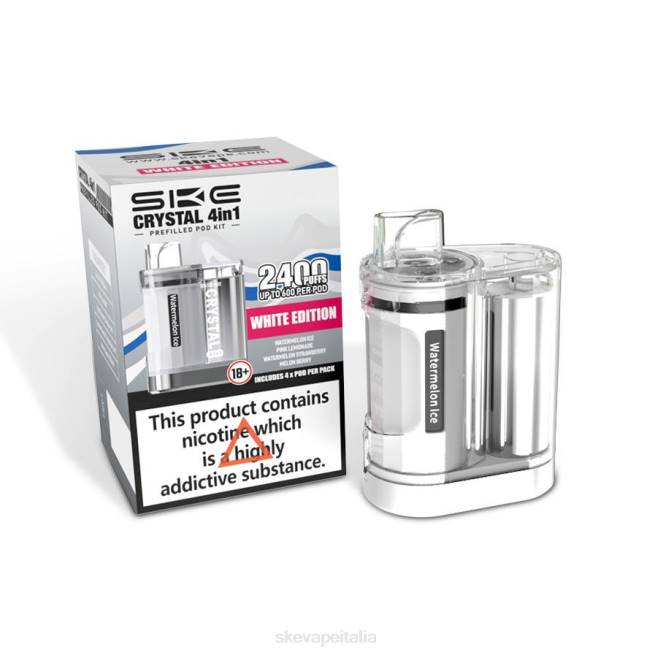 SKE Vape Flavours - SKE Crystal 2400 Kit pod 4 in 1 misto edizione bianca N6ZT5