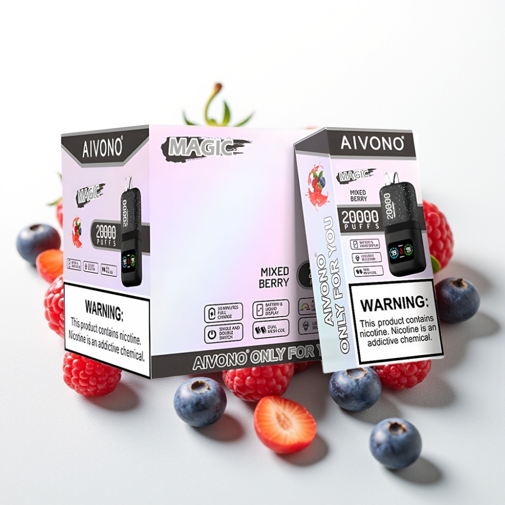Aivono AIM MAGIC 20000 Puffs Disposable Vape Frutti di Bosco, 5% Nicotine, LCD, Ricaricabile Tipo-C