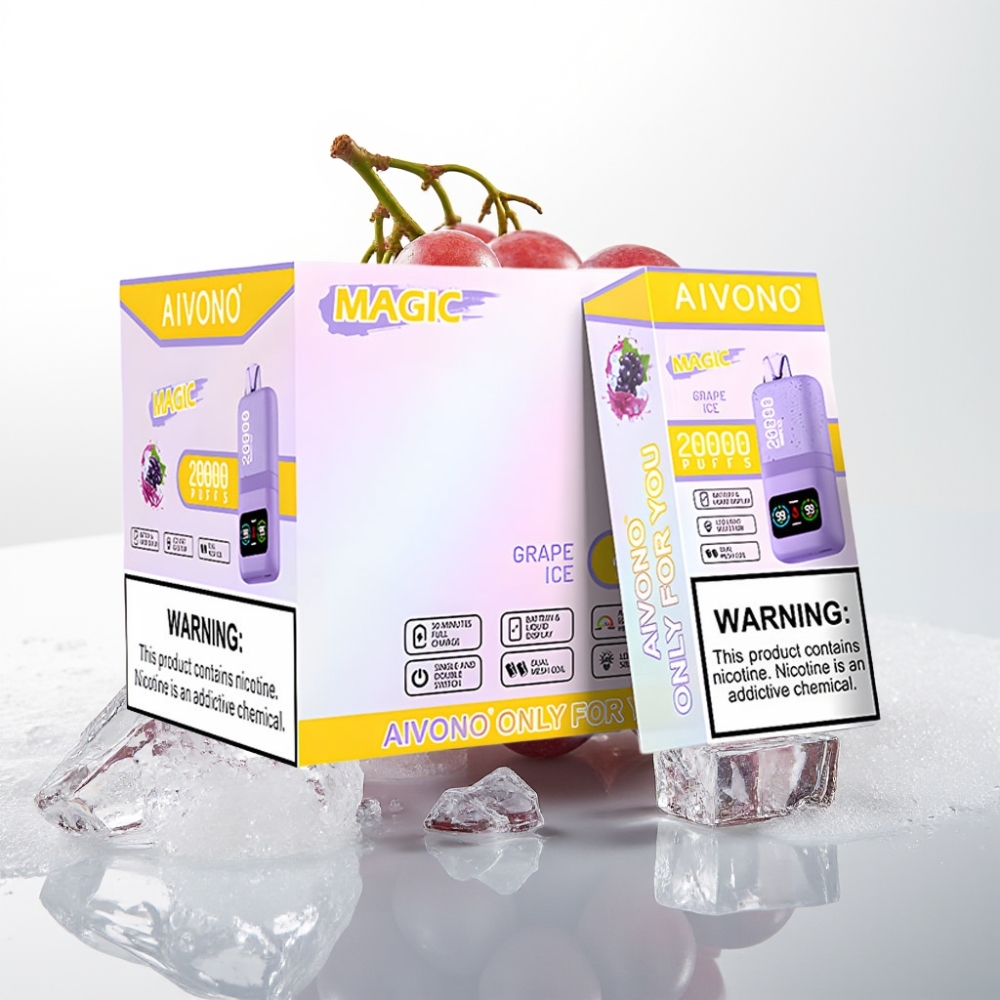 Aivono AIM MAGIC 20000 Puffs Disposable Vape Uva Ghiacciata, 5% Nicotina, 26ml, Ricaricabile Type-C