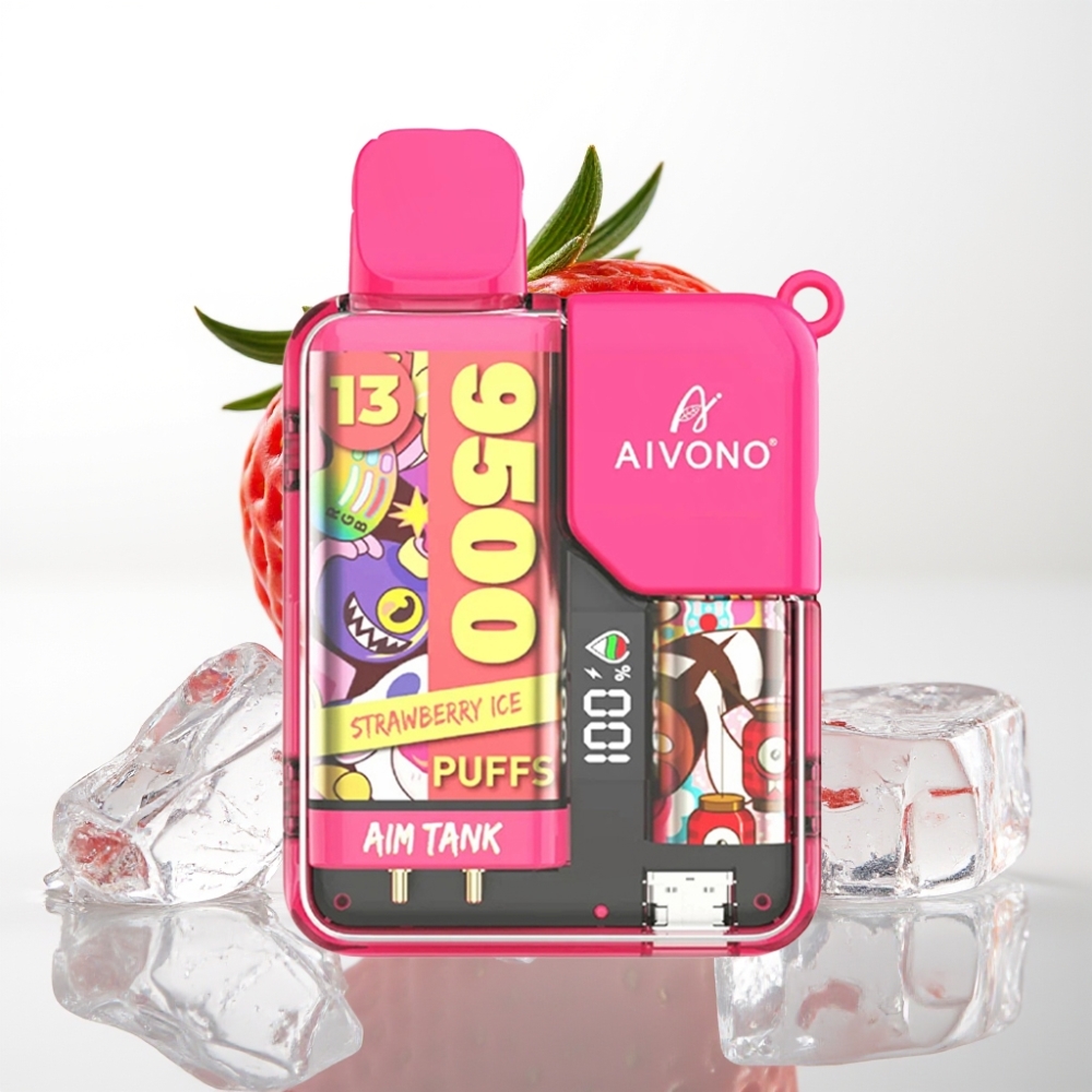 Aivono AIM-TANK 9500 Puffs Fragola Ghiaccio, 18ml, 650mAh, LCD, 1.2ohm
