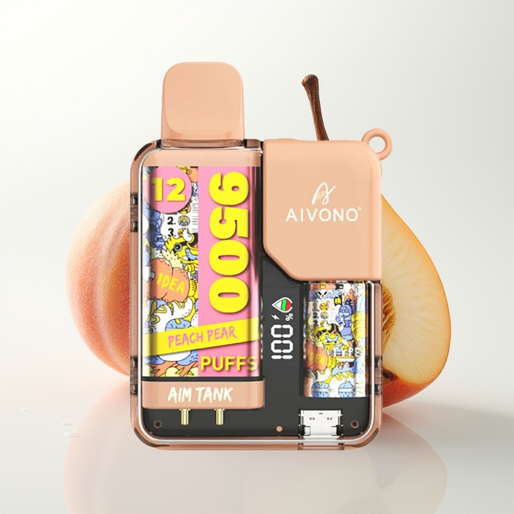 Aivono AIM-TANK 9500 Puffs Pesca Pere, 18ml, 650mAh, LCD, 1.2ohm