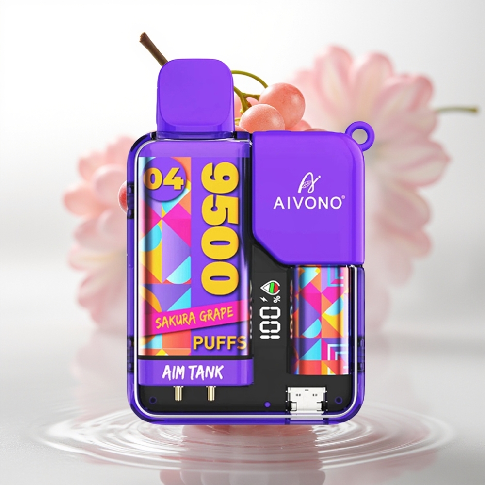 Aivono AIM-TANK 9500 Puffs Sakura Uva, 18ml, 650mAh, LCD, 1.2ohm