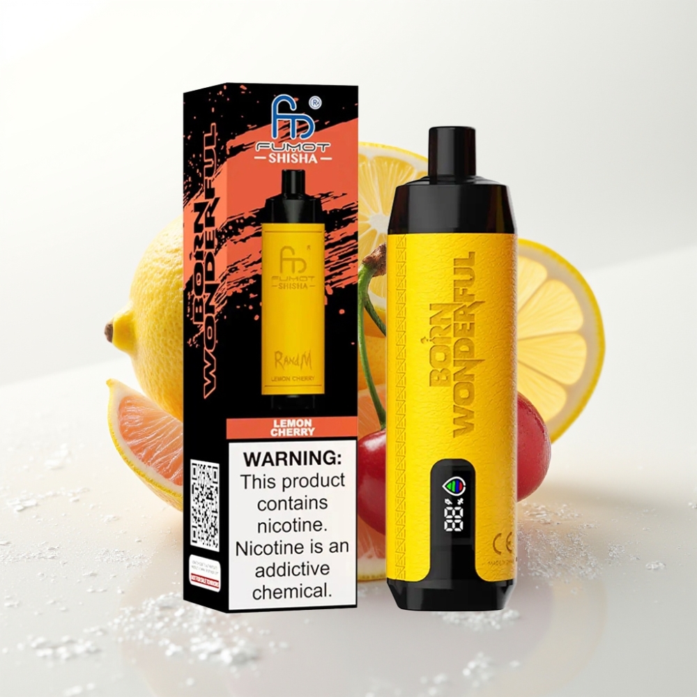 RandM Fumot Shisha 10000 Puff Sigaretta Elettronica Monouso Limone Ciliegia, 18ml, 850mAh