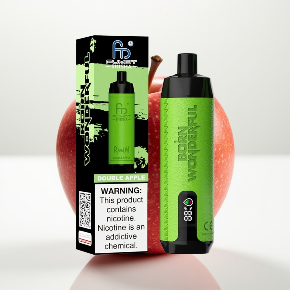 RandM Fumot Shisha 10000 Puff Sigaretta Elettronica Monouso Mela Doppia, 18ml, 0.5% Nicotina