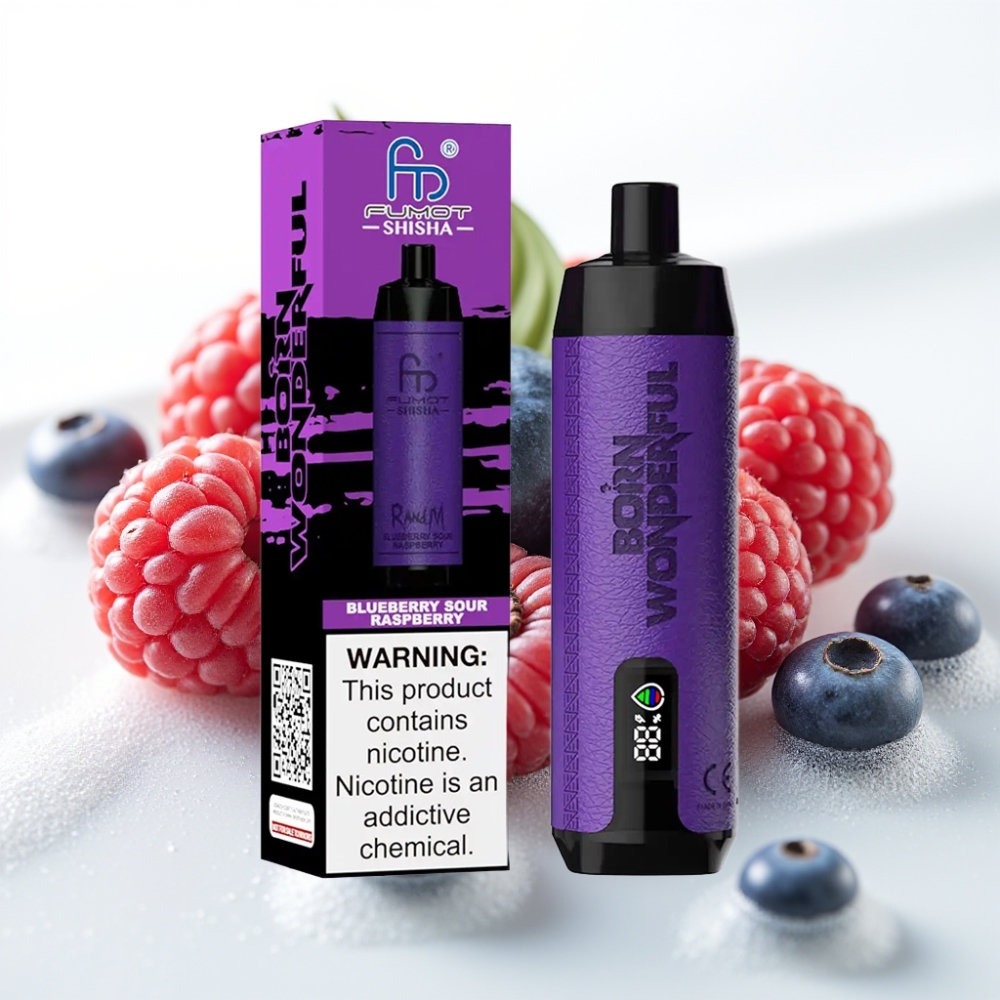RandM Fumot Shisha 10000 Puff Sigaretta Elettronica Monouso Mirtillo Lampone Acido, 18ml, 850mAh, 0.6ohm