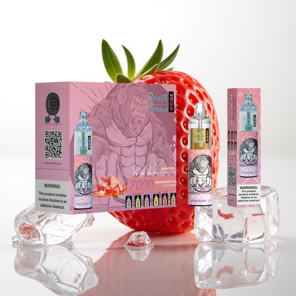 Fumot Tornado 7000 Disposable Vape Fragola Ghiaccio 7000 Puff 14ML Mesh Coil