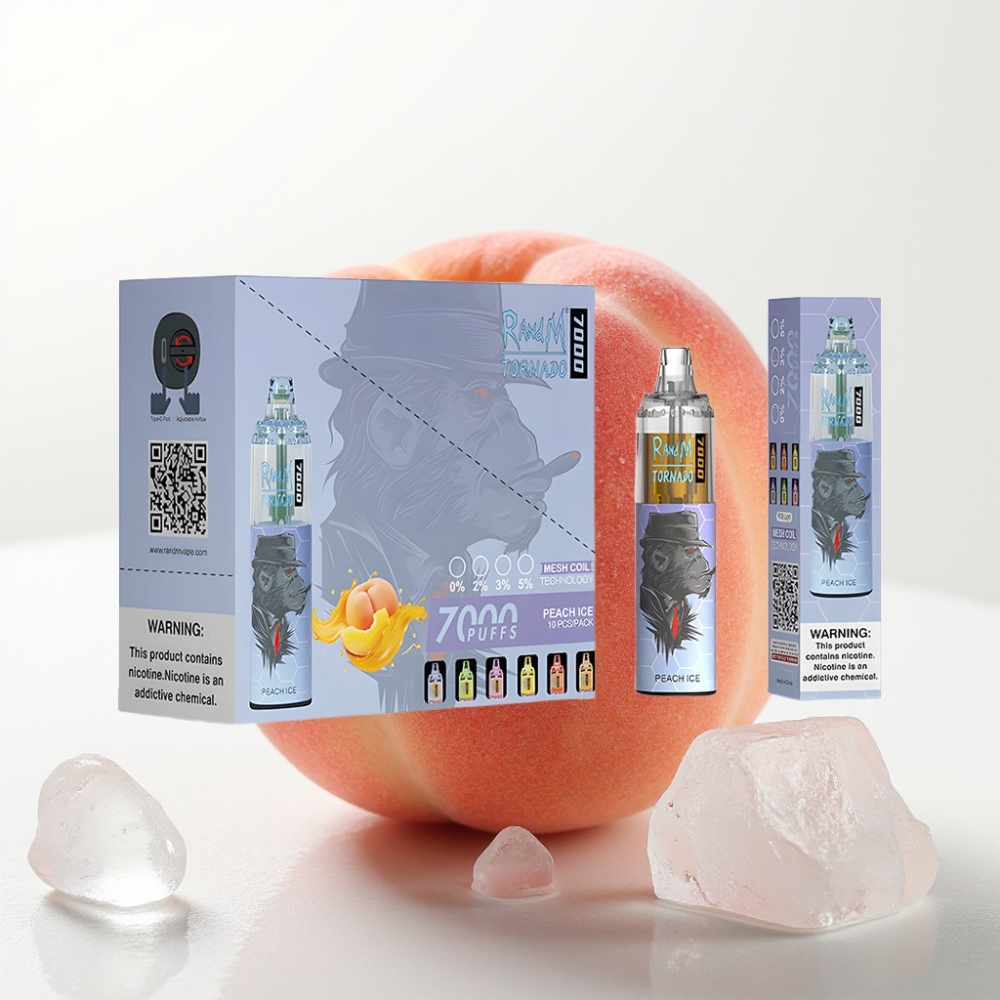 Fumot Tornado 7000 Disposable Vape Peach Ice 14ML 850MAH Mesh Coil Type-C