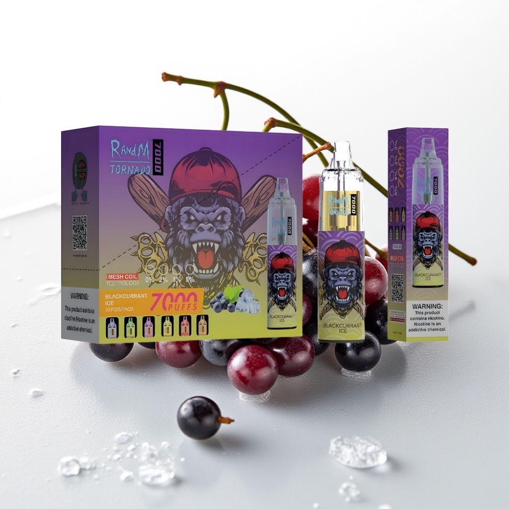 Fumot Tornado 7000 Disposable Vape Ribes Nero Ghiacciato 7000 Puff, 14ML