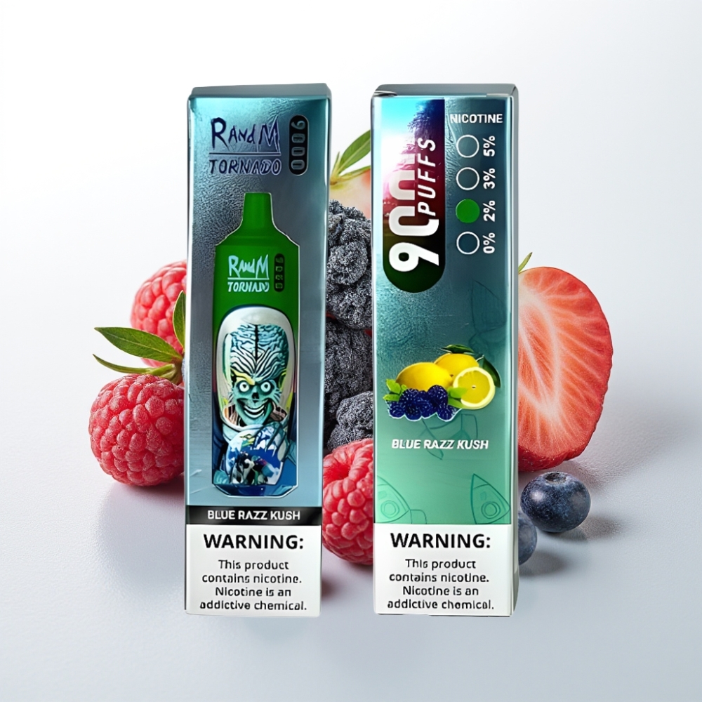 RandM Tornado 9000 Puffs Disposable Vape Blue Razz Kush - 9000 Puff, 18mL, Mesh Coil