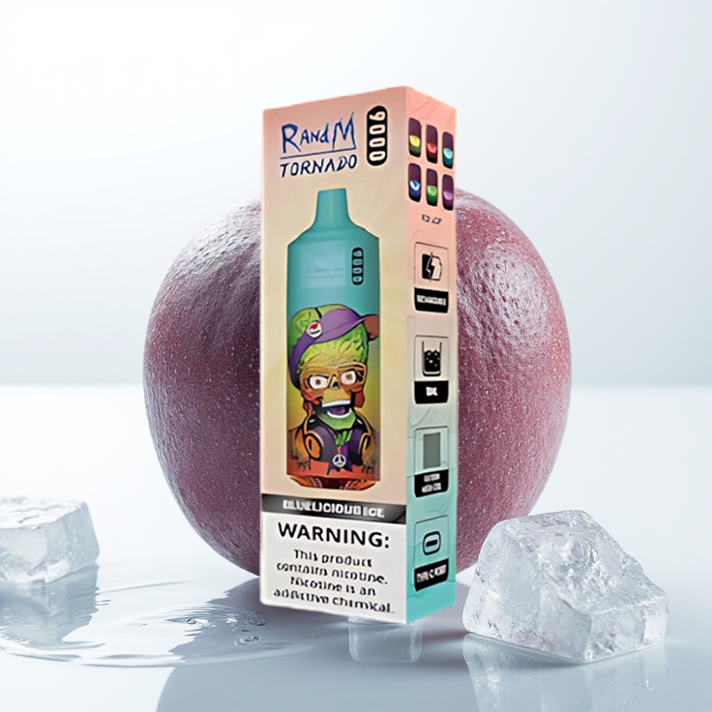 RandM Tornado 9000 Puffs Disposable Vape Bluelicious Ice - 18mL, Mesh Coil, RGB Display