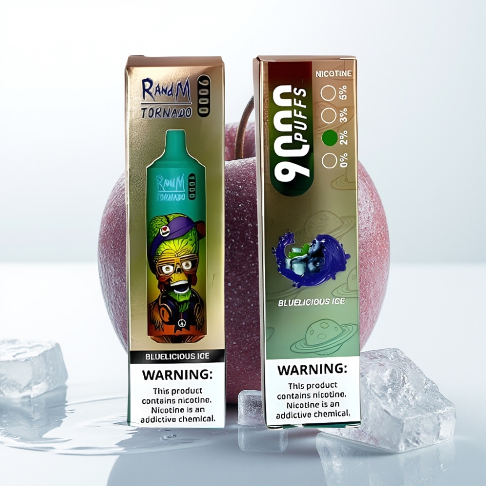 RandM Tornado 9000 Puffs Disposable Vape Bluelicious Ice - 18mL, Mesh Coil, RGB Display