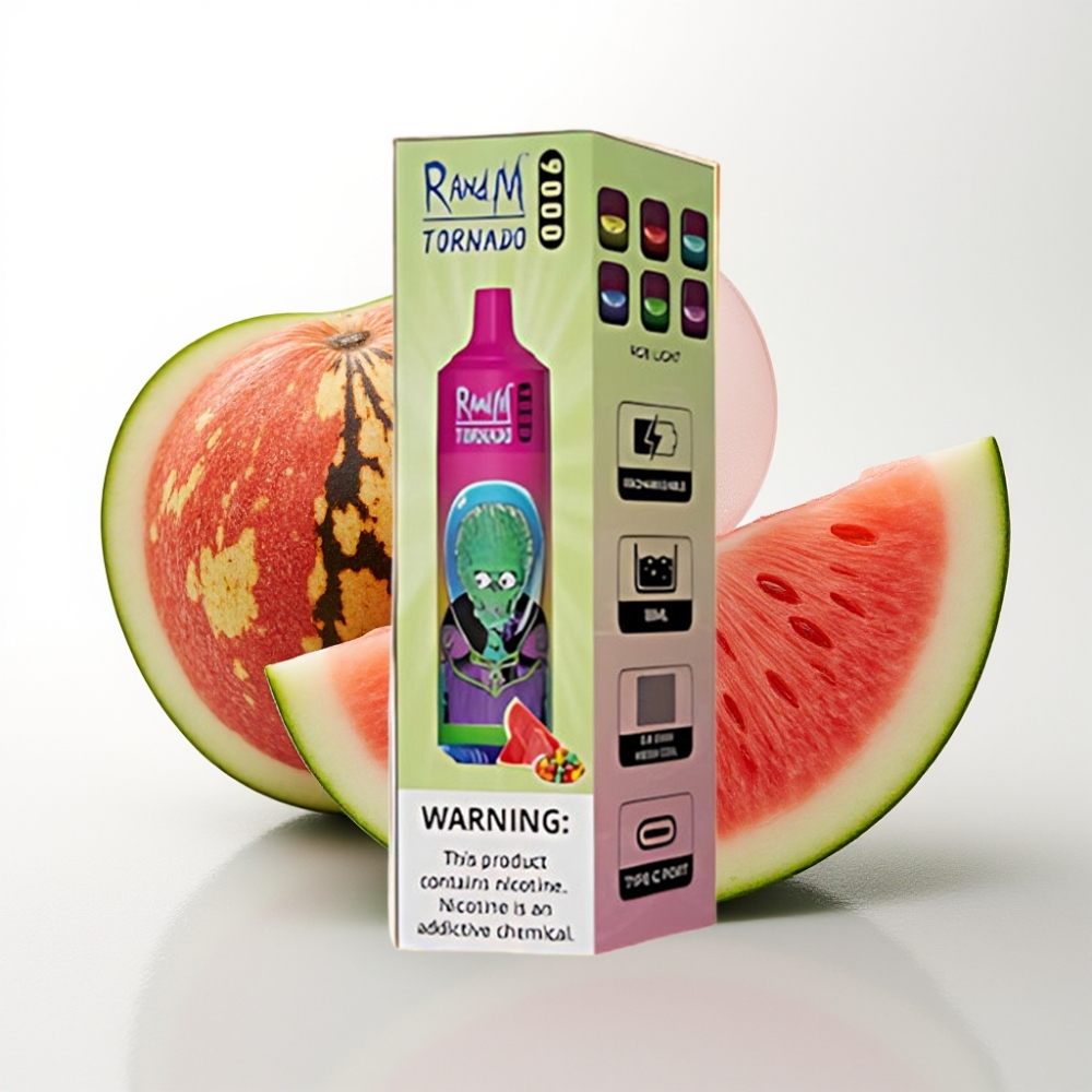RandM Tornado 9000 Puffs Disposable Vape Bubble Gum Anguria - 18mL, 850mAh, Mesh Coil