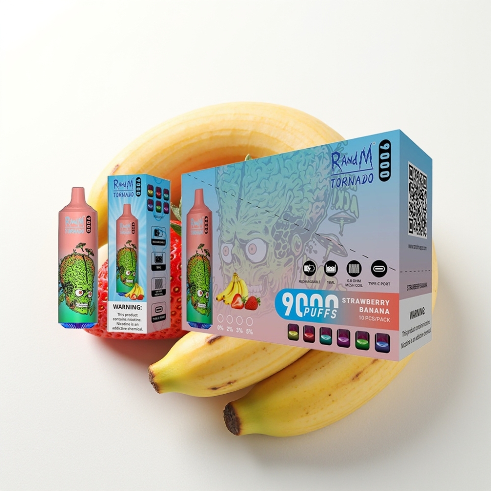 RandM Tornado 9000 Puffs Disposable Vape Fragola Banana - 850mAh, 18mL, Mesh Coil