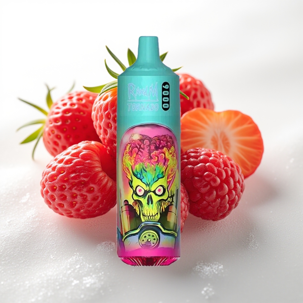 RandM Tornado 9000 Puffs Disposable Vape Fragola Lampone, 9000 Puff, 18mL, Mesh Coil