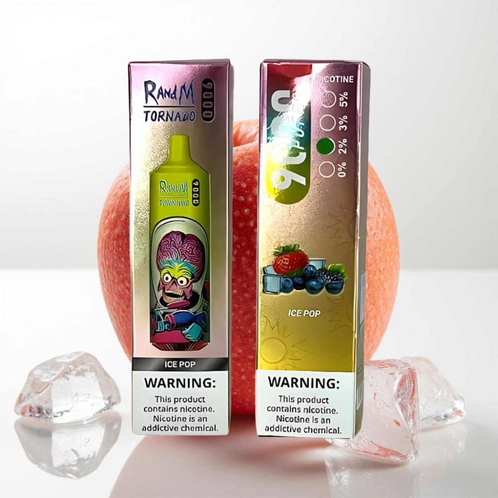 RandM Tornado 9000 Puffs Disposable Vape Ghiaccio Pop - 18mL, Mesh Coil, Display RGB