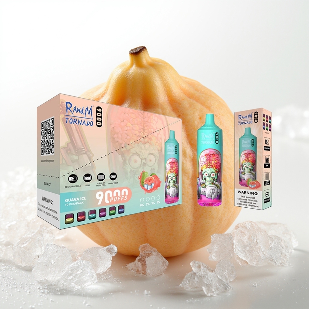 RandM Tornado 9000 Puffs Disposable Vape Guava Ice - 850mAh, 18mL, Mesh Coil