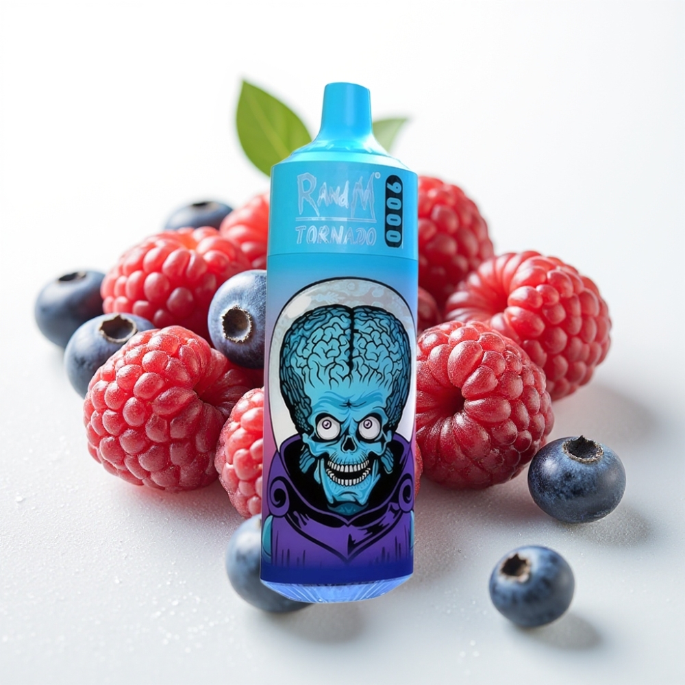 RandM Tornado 9000 Puffs Disposable Vape Mirtillo Ciliegia Mirtillo Rosso, 18mL, Mesh Coil, Display RGB