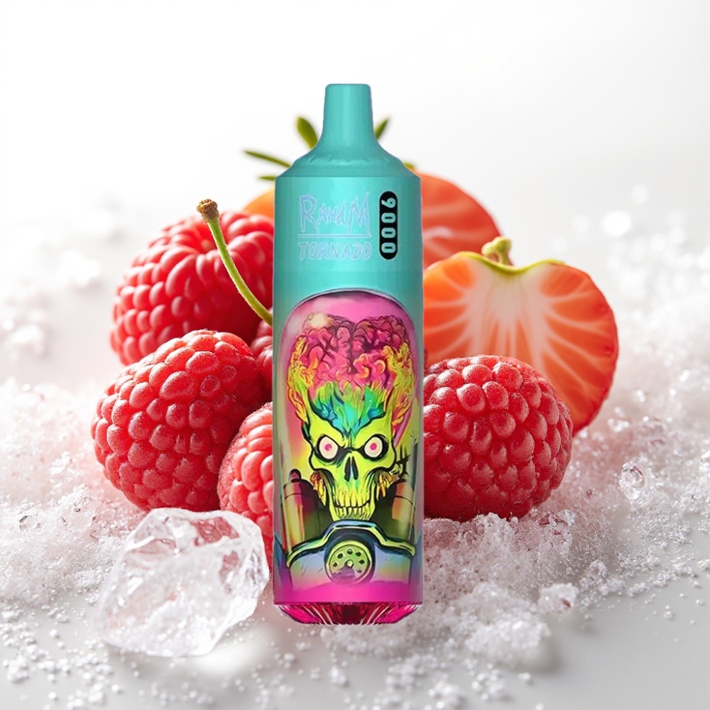 RandM Tornado 9000 Puffs Fragola Lampone Ciliegia Ghiaccio - 850mAh, 18mL, Mesh Coil