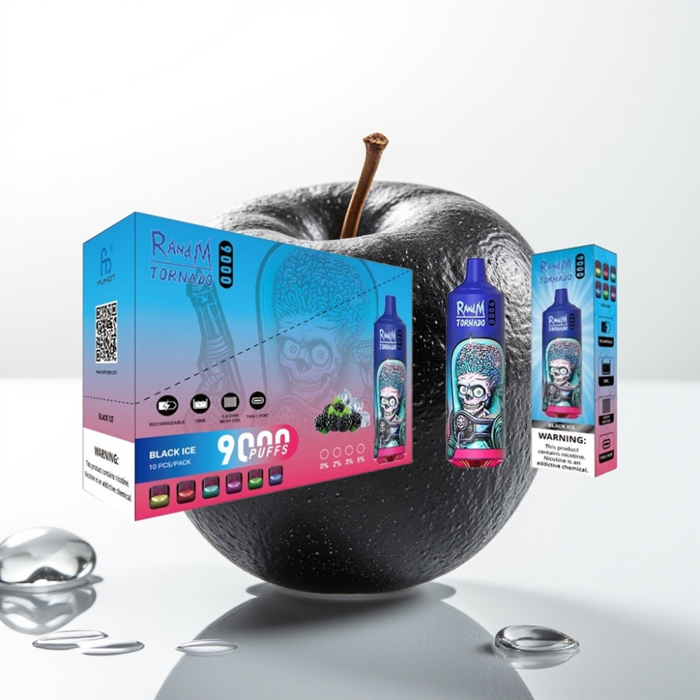 RandM Tornado 9000 Puffs - Ghiaccio Nero, 18mL, Display RGB, 850mAh Ricaricabile